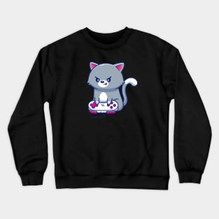 Cute Gamer Kitten Anime Crewneck Sweatshirt